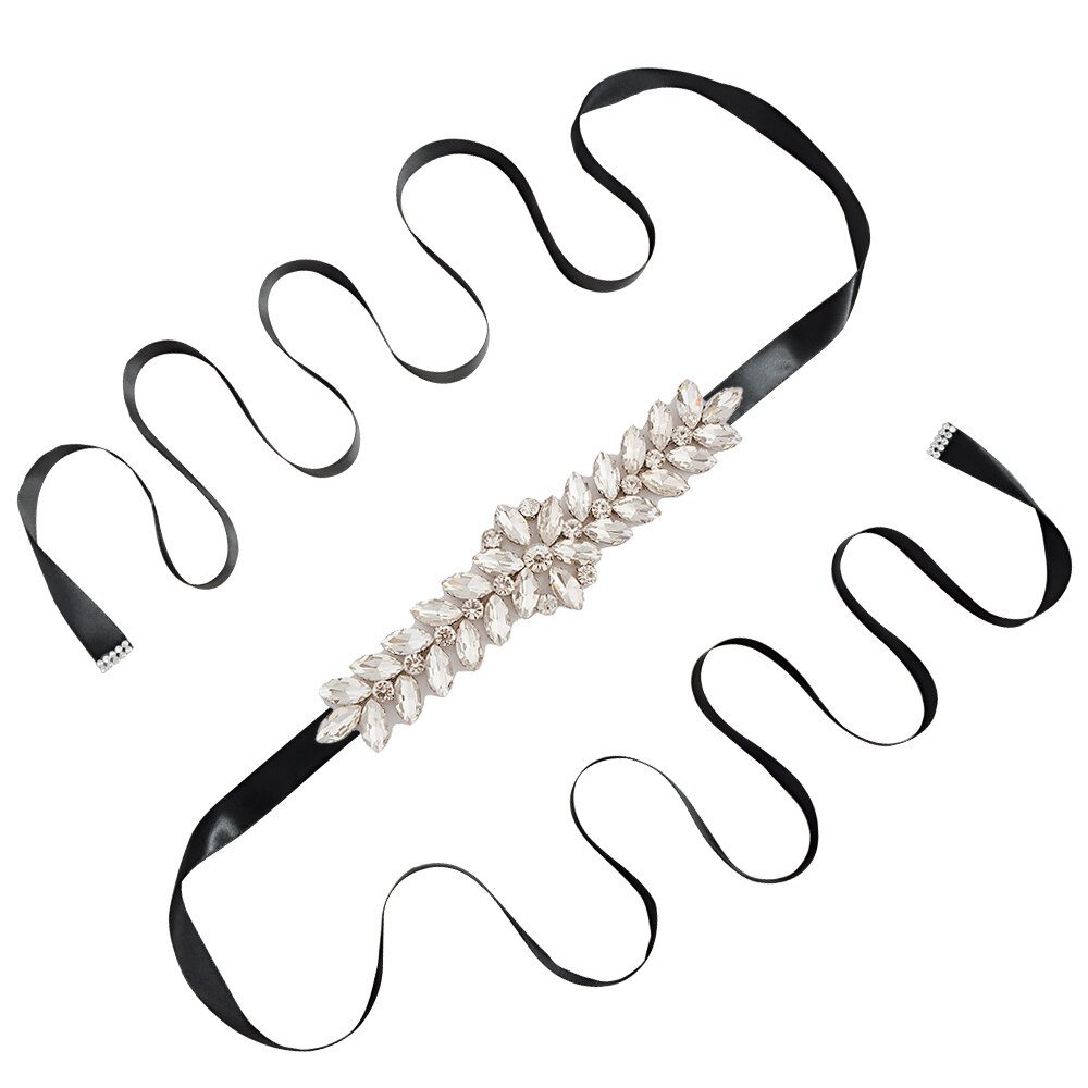 Trixy S69 Prachtige Strass Riem Bruiloft Riem Bruidsjurk Accessoires Huwelijk Bruids Sjerpen Bruiloft Bruids Riem Voor Bruiden: black