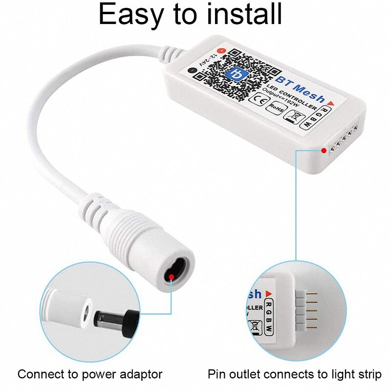 Led Controller, Bluetooth Mesh Smart Rgbw Controller Voor Led Strip Verlichting, meer 64 Led Strip Samenwerkingen (2 Stuks)