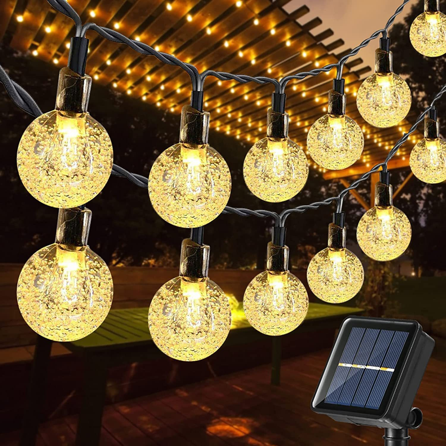 Guirlande lumineuse solaire Globe en cristal, 100 LED, guirlande lumineuse féerique, décoration de fête de noël et d'halloween, pour jardin