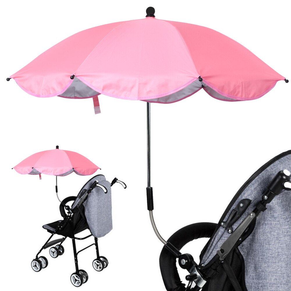 1PC Pram Umbrella Adjustable Stroller Umbrella Rain & UV Protection Baby Pram Pushchair Sun Shade Parasol With Universal Clamp: J