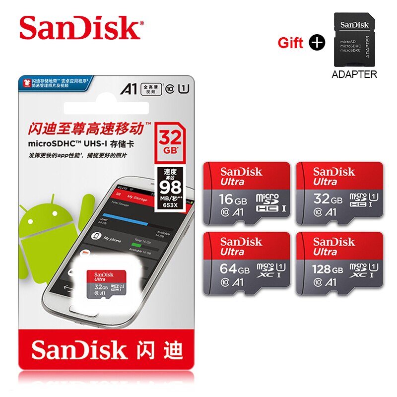 Sandisk Ultra Micro SD 16GB 32GB 64GB 128GB 200GB 256GB scheda SD/TF scheda di memoria scheda di memoria 120 MB/S UHS-I adattatore microSD