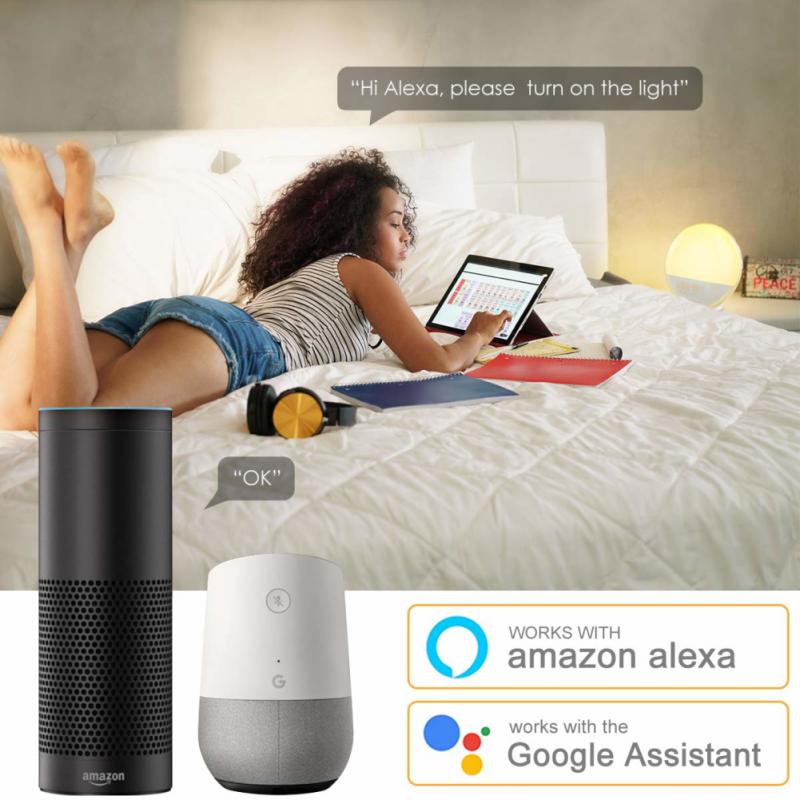 Wifi spraakgestuurde led kleurrijke lampjes wekkerlicht, voor alexa google home lynx smart life wekkerlamp