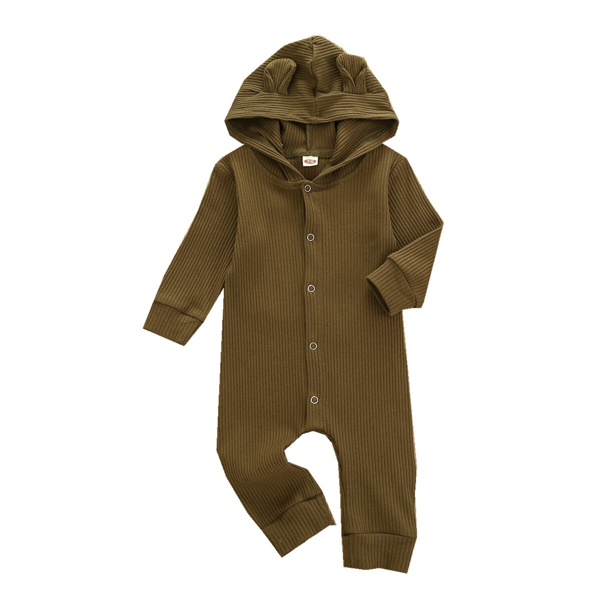Citgeett frühling 0-24m Baby mädchen jungen einfarbiger strampler mütze kleinkind langarm knopf kapuzenoverall herbstkleidung