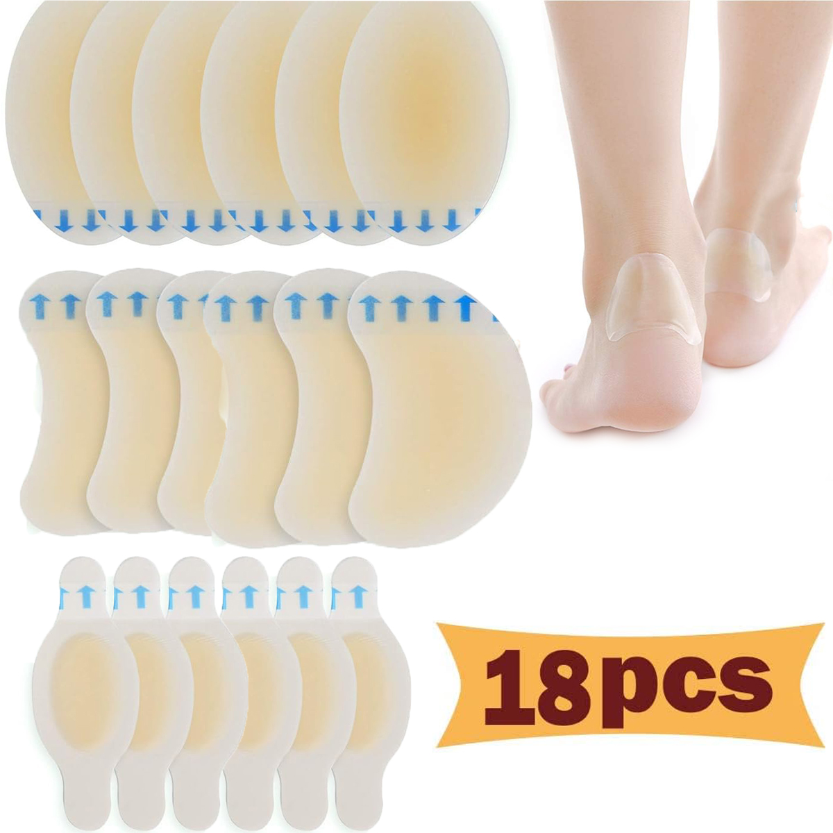 15 Stück Blase pflaster unsichtbare hydro kolloid Gel Blase Bandagen Blase Kissen Pad für Fersen fuß Zehen und Schutz haut: Kakifarbig