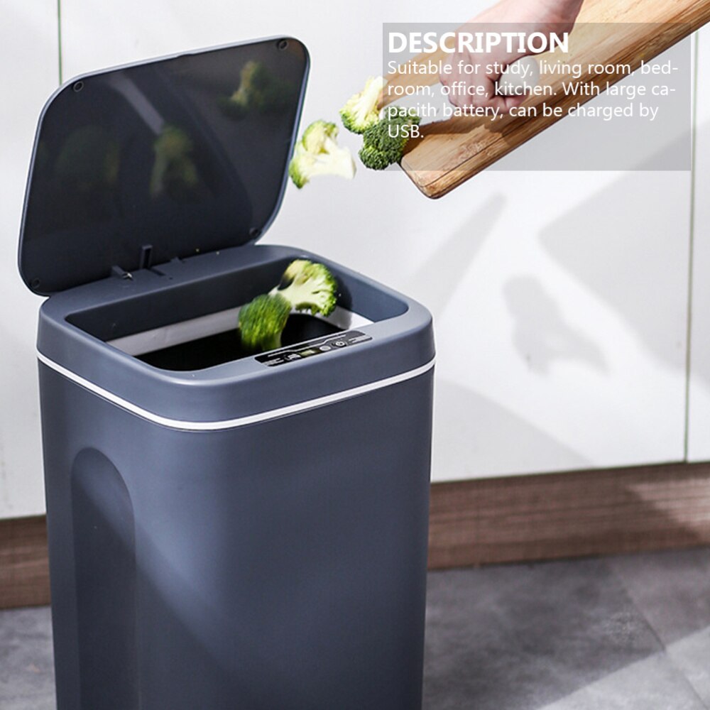 Household USB Charging Smart Trash Can Automatic Induction Dustbin with Lid