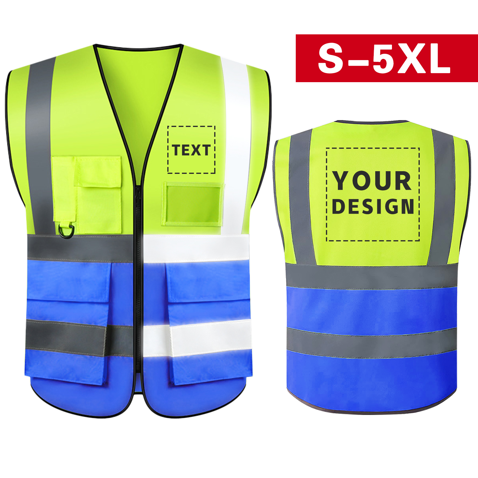 Custom Your Text Logo Reflective Safety Vest Construction Work Traffic Vest Railway Coal Miners Uniform Security ANSI Class 2