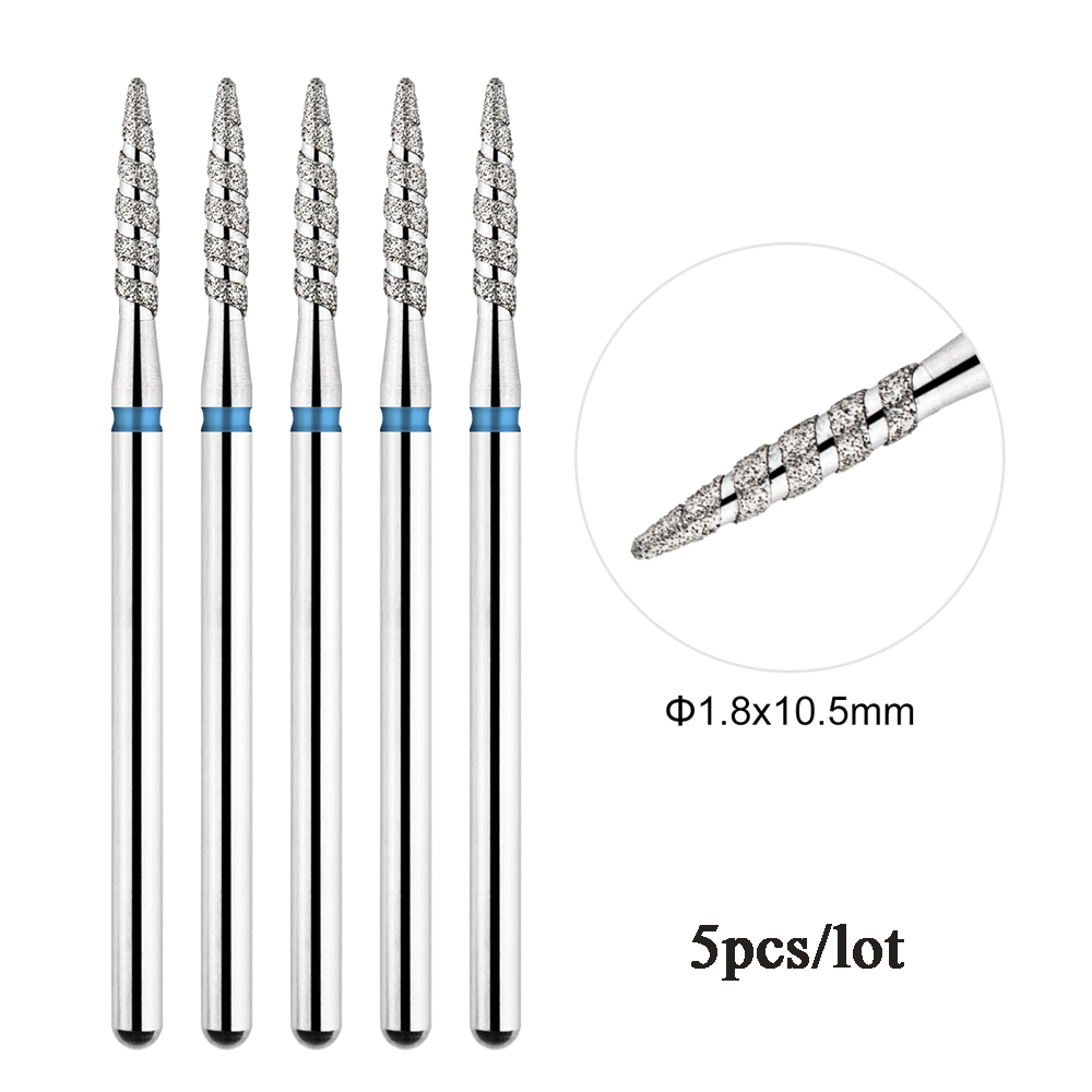 5 unids/lote brocas de diamante para uñas Tornado llama cutícula broca Pro brocas de archivo eléctrico ruso para manicura y pedicura de uñas 3/32'': Verde oscuro