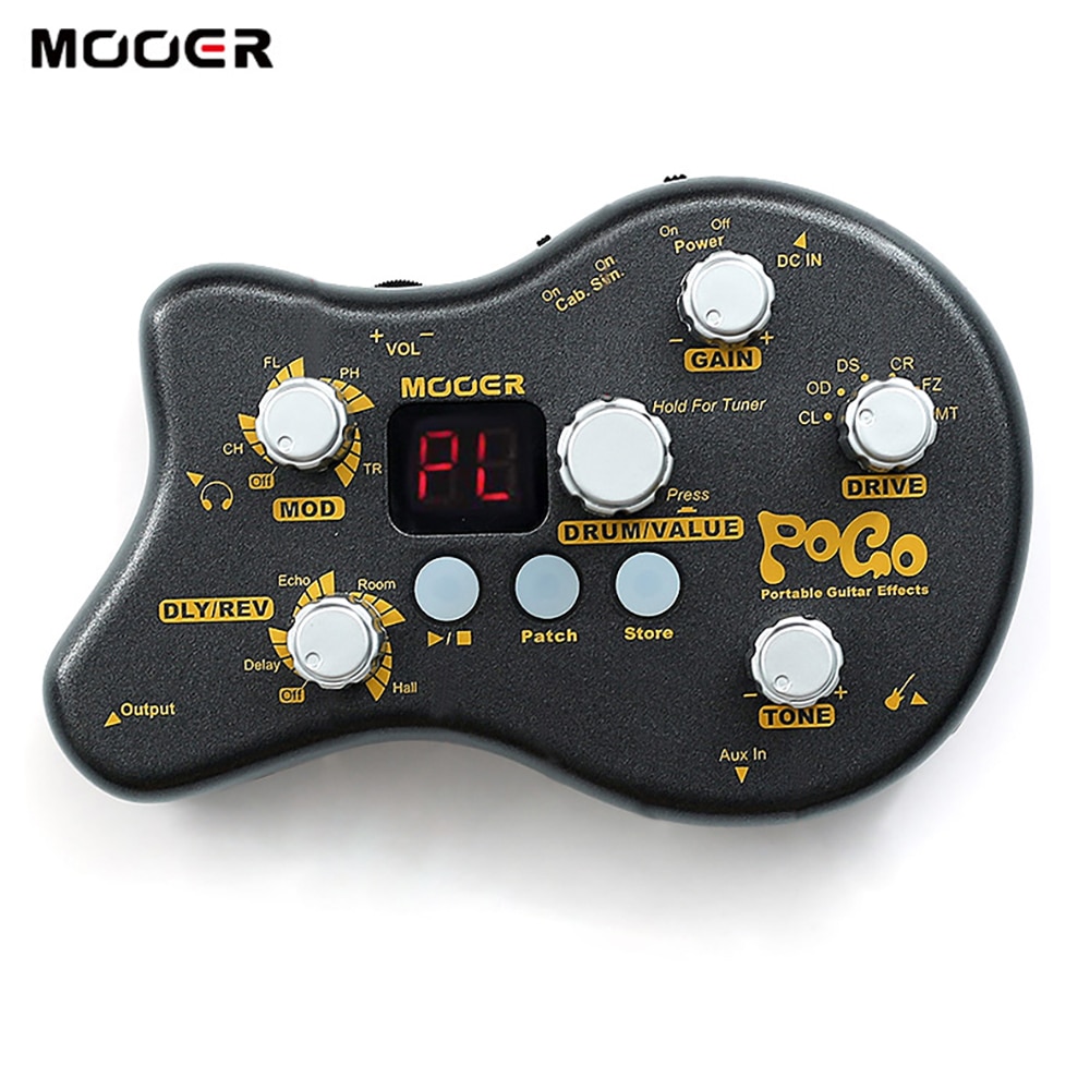 MOOER POGO Portable Gitaar Multi-Effecten Pedaal Processor Effect Pedaal 5 Effect Types 40 Drum Ritmes Tuning Functie