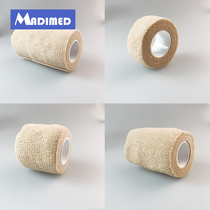 2.5cmx4.5m 6rolls/lot Coban Latex Free Nonwoven Elastic Self Adhesive Adherent Cohesive Wrap Finger Bandage Tender Tape