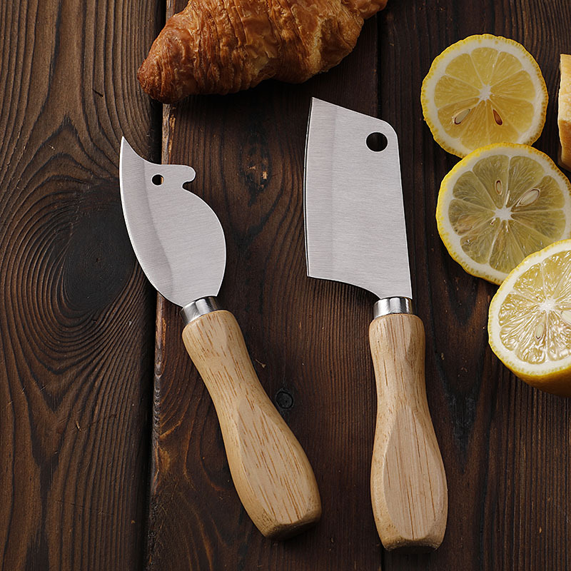 Juustovoiveitsi tammikahvainen juustovoileikkuri viipalointipizzaveitsi ruostumattomasta teräksestä valmistettu paistettu juustoveitsi
