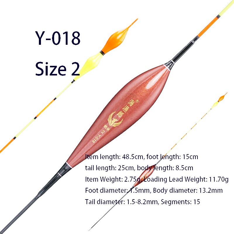 Boya de agua profunda para pesca, boya de pesca de agua dulce, carga grande, peso de plomo, aparejo flotante, accesorios, 1 unidad: Y-018 Size 2