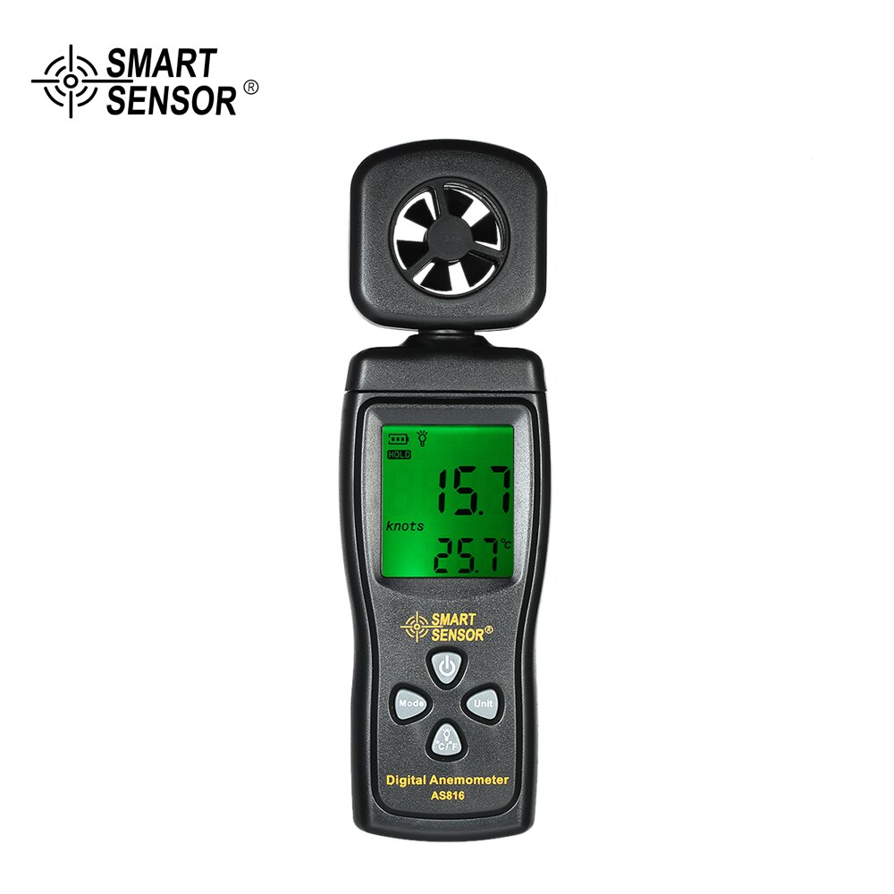 SMART SENSOR Mini Anemometer LCD Digital Wind Speed Meter Air Velocity Temperature Measuring with Backlight