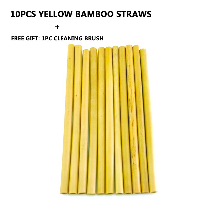 10 Stks/partij Natuurlijke Bamboe Rietje Herbruikbare Bar Bamboe Rietjes Set Travelling Stro Set Met Borstel Cane Rietjes