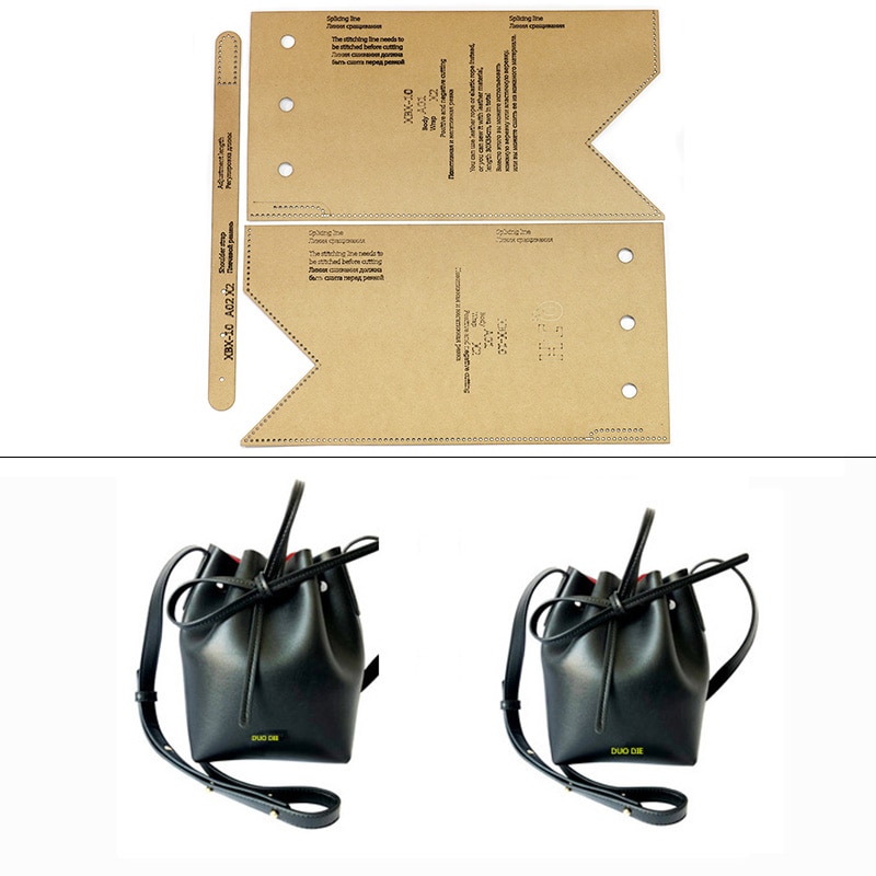 DIY Handmade Casual Shoulder Bag Mini Bucket Bag Kraft Paper Template Handmade Leather Craft Bag Template 25cm*20cm*10cm