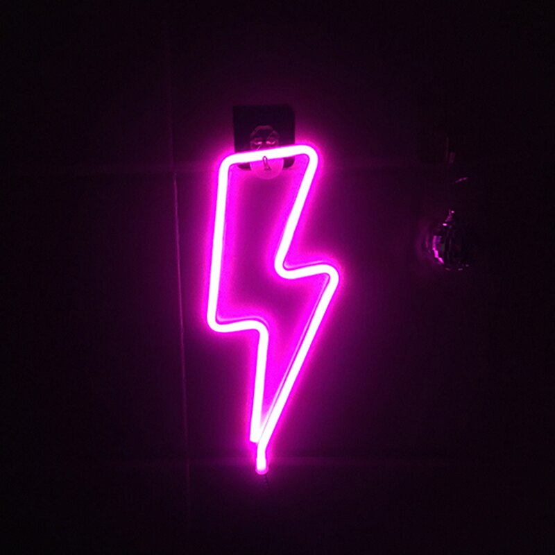 Rayo de luz LED con señal de neón, lámpara colgante de pared, decoración de habitación, decoración para el hogar, boda,: Pink Lightning