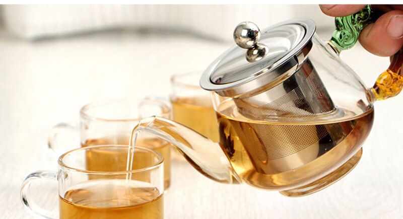 350 ml groene Handgemaakte Theepot Met Filter Hittebestendig Glas Thee Pot Infuser Roestvrijstalen Ketel Thee Potten Drinkware