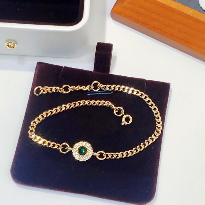 Goed Charm Cubaanse Keten Armbanden Voor Mannen En Vrouwen Ronde Hanger Goud Kleur Armband Mode-sieraden