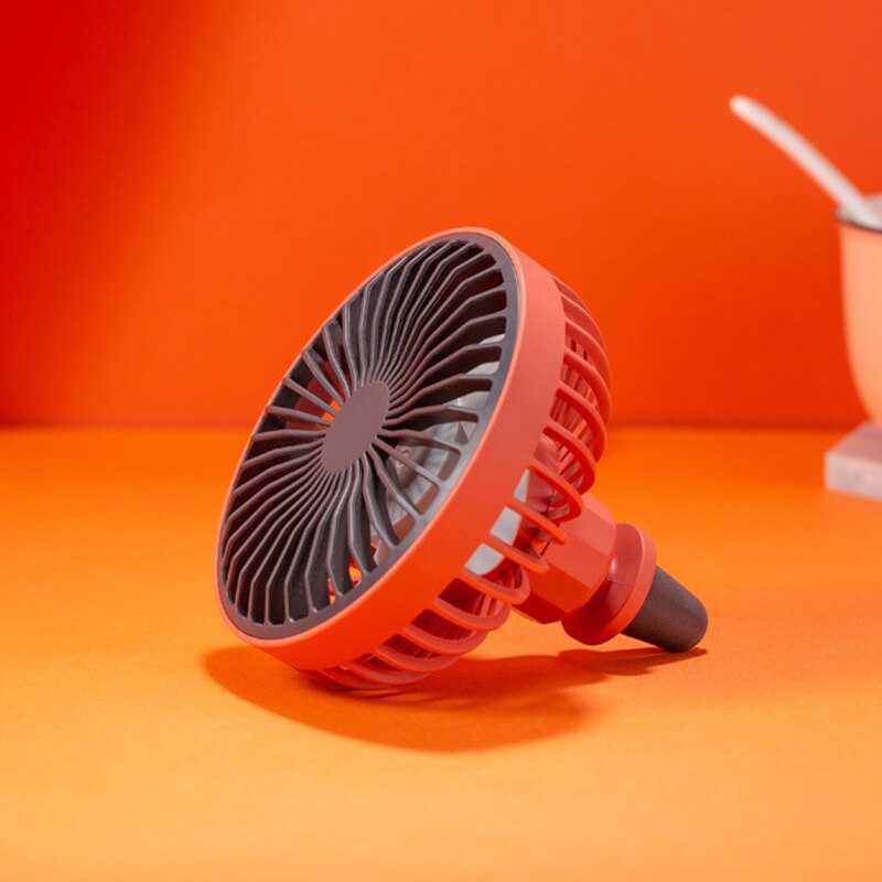 Universell färg bil luftventil fläkt med led atmosfär ljus justerbar hastighet usb power fläkt för hem bil kontor kyla sommar fläkt: Röd