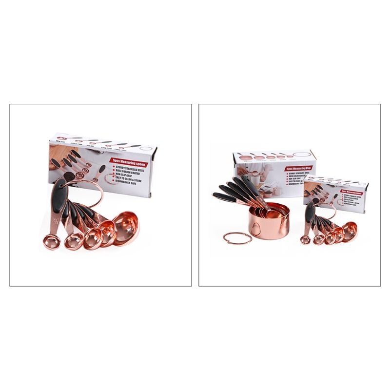 10-Piece Copper Measuring Cups and Measuring Spoon Set Stainless Steel with Soft