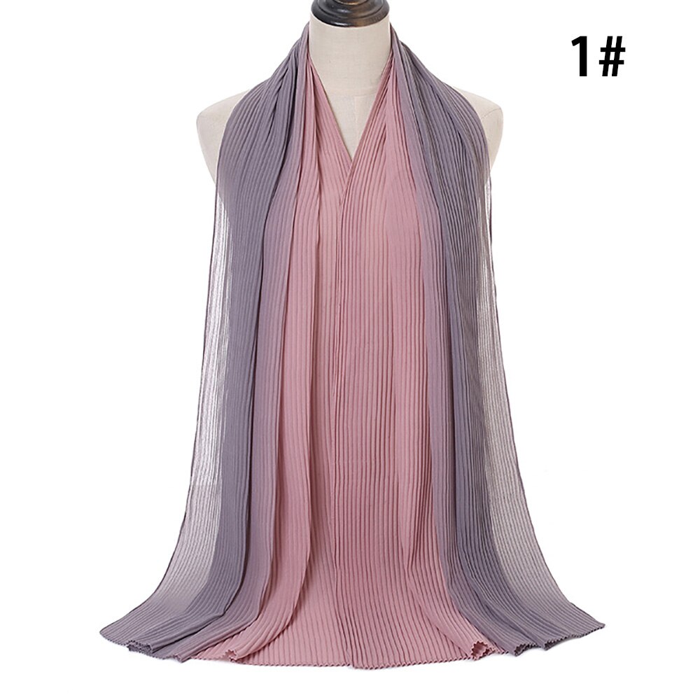 Ombre Chiffon Hijab Muslim Women Hijab Scarf Shawl Islam Headwrap Pleated Gradient Hijabs Shaded Crinkle Hijab Summer: 01