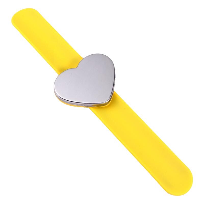Magnetic Pin Bracelet Heart Shape Silicone Hand Band Wrist Strap Slap Bracelet Arm Pin Cushion Holder For Salon Hairstyling Clip: Yellow