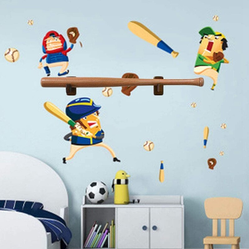 -Honkbalknuppel Wall Mount Display Case Houten Honkbalknuppel Houder Horizontale Display Rack Voor Softbal En Hockeystick