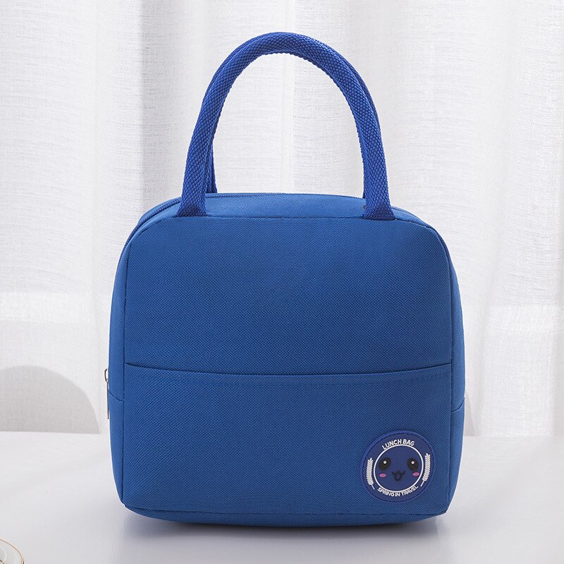 PURDORED 1 Pc Candy Color Lunch Bag for Women Waterproof Oxford Food Picnic Fresh Bento Food Pouch Insulated Student Cooler Bags: navy