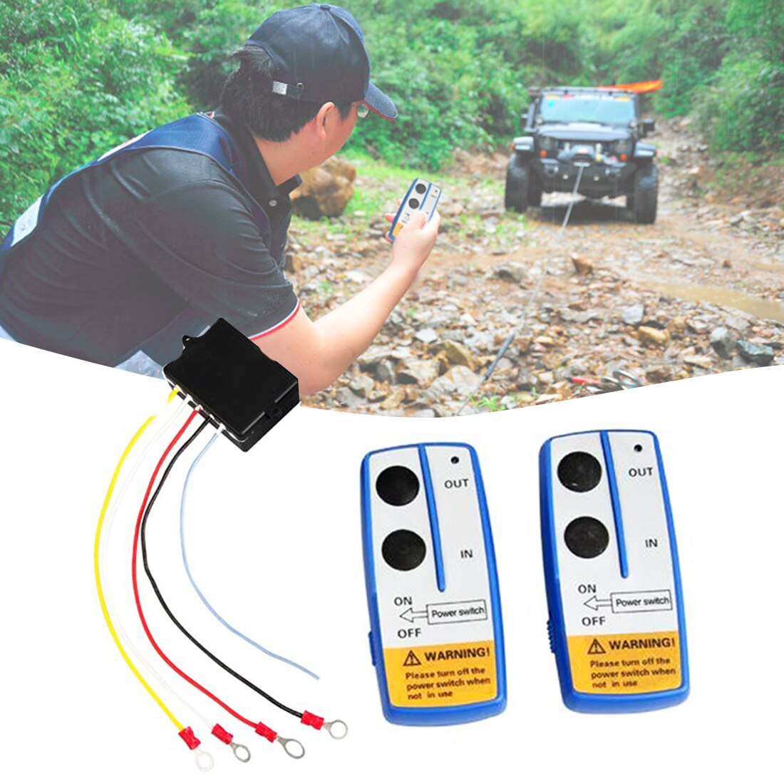 12V Car Wireless Winch Remote Control Car Smart Winch Wireless Remote Control Switch Set For ATV UTV Quad SUV Jeep Car Dual Swit