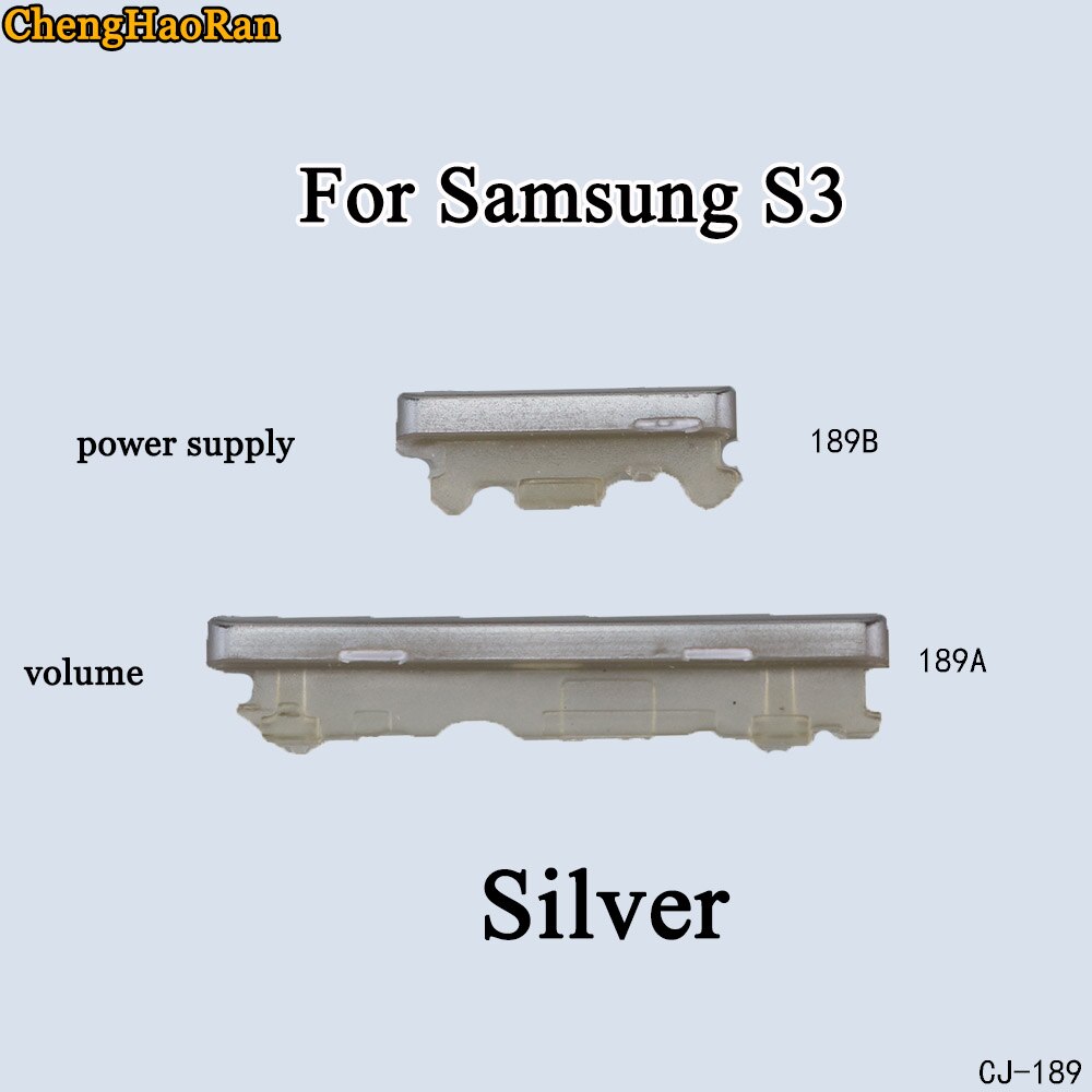 ChengHaoRan 1PCS For Samsung Galaxy S3 Blue/silver/black Color Power And Volume Key Button Side Key: S3-volume-Silver