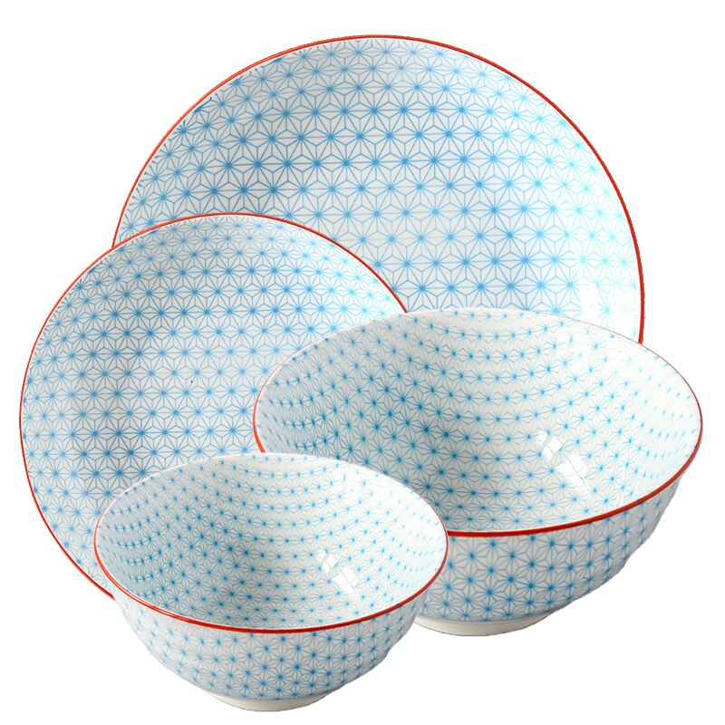 Assiette en céramique bol ensemble 4 pièces/Combo sous-glaçure forme ronde porcelaine vaisselle Support four lave-vaisselle CZY1017-4S: 16