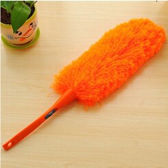 Zachte Microfiber Cleaning Duster Dust Cleaner Handvat Veer Statische Anti Magic Household Cleaning Tools: Oranje