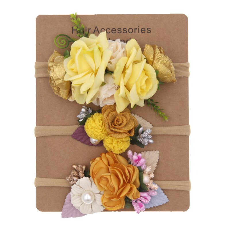 Warmom 3pz Del bambino Delle Ragazze di Fiori Artificiali di nylon Della fascia Copricapi impostato Della Principessa Dei Capretti di Stile Della Boemia Accessori per Capelli Regalo Del bambino: 6