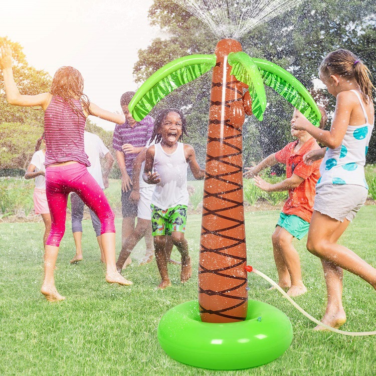 PVC Inflatable Water Spraying Coconut Tree Children&#39;s Outdoor Water Toys Lawn Dinosaur Sprinkler Mat Kids Outdoor Play Water Toy