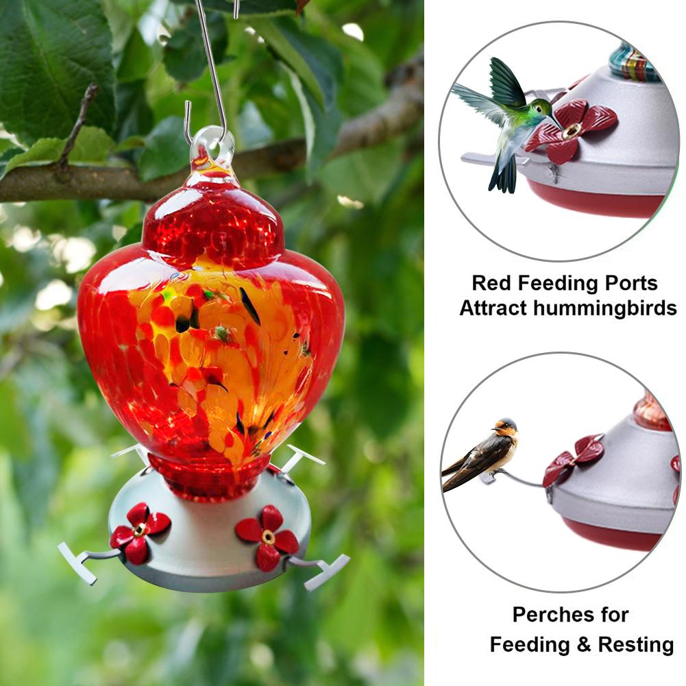 Bird Feeder Hummingbird Feeder Bird Perch For Outdoors Patio Hand Blown Glass Hummingbird Feeder Muhabbet