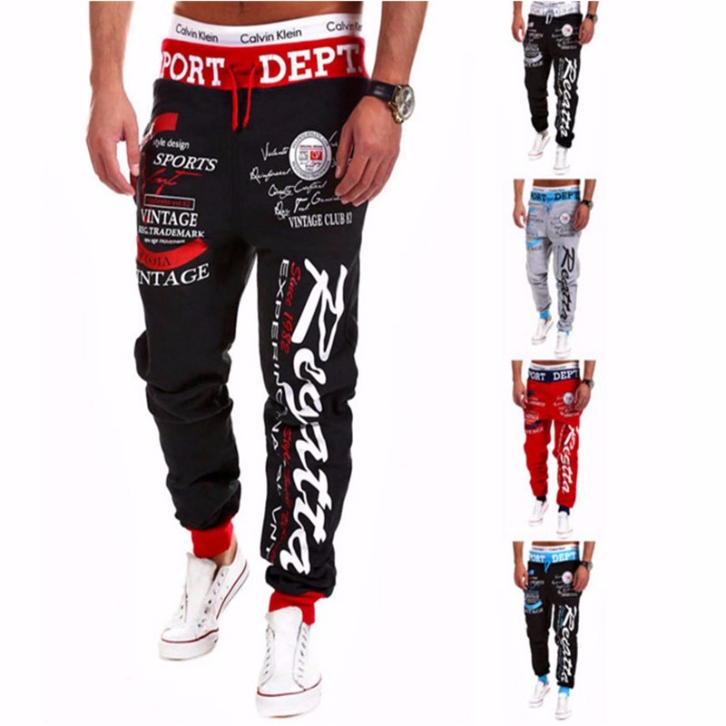 Bukser baggy herre bogstavtryk baggy harem cool lange bukser joggers wear plus size m-xxxl snøre: Xxl / 3