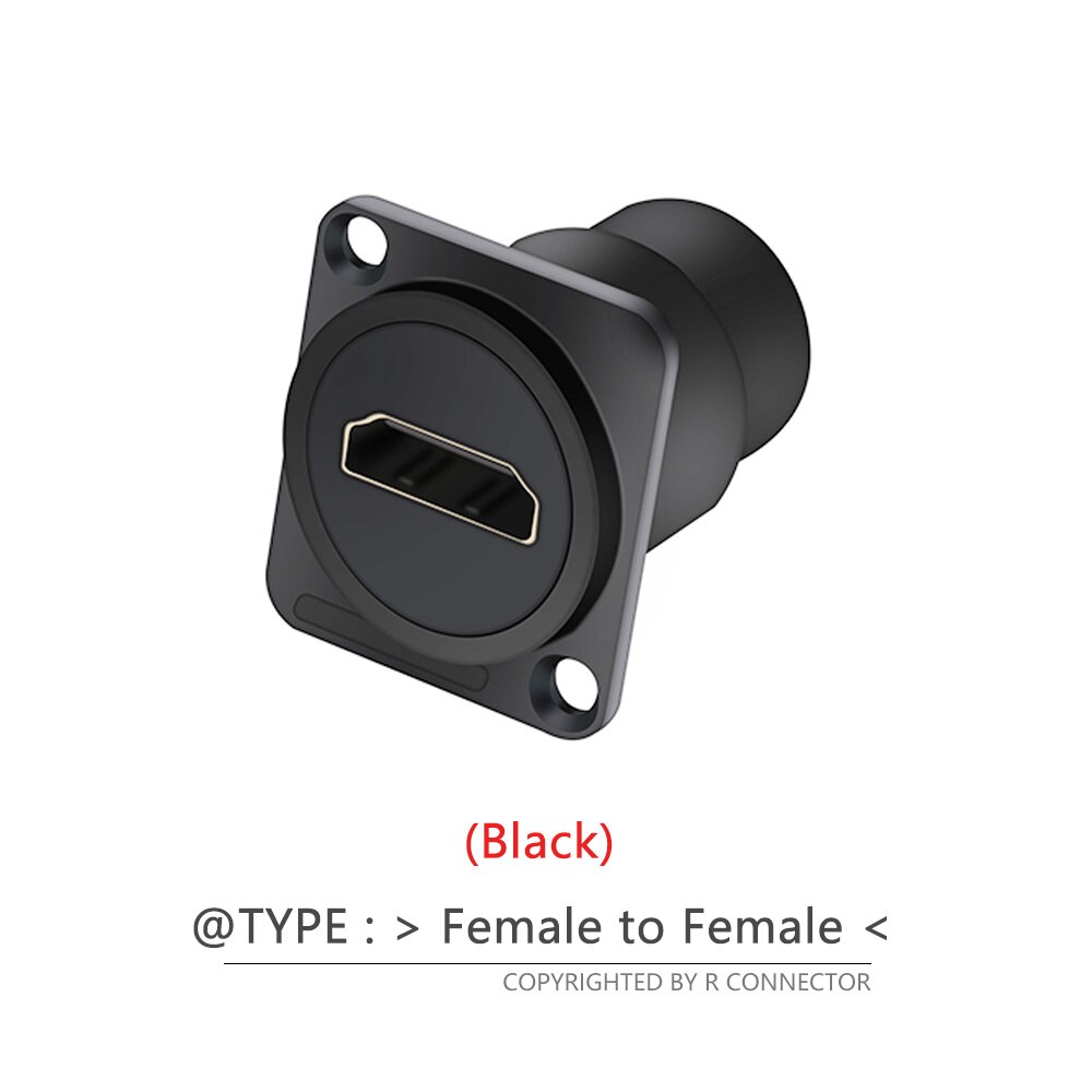 Conector HDMI para chasis, adaptador de alimentación con enchufe hembra de tipo D montado en panel, 1 unidad: Black - F to F