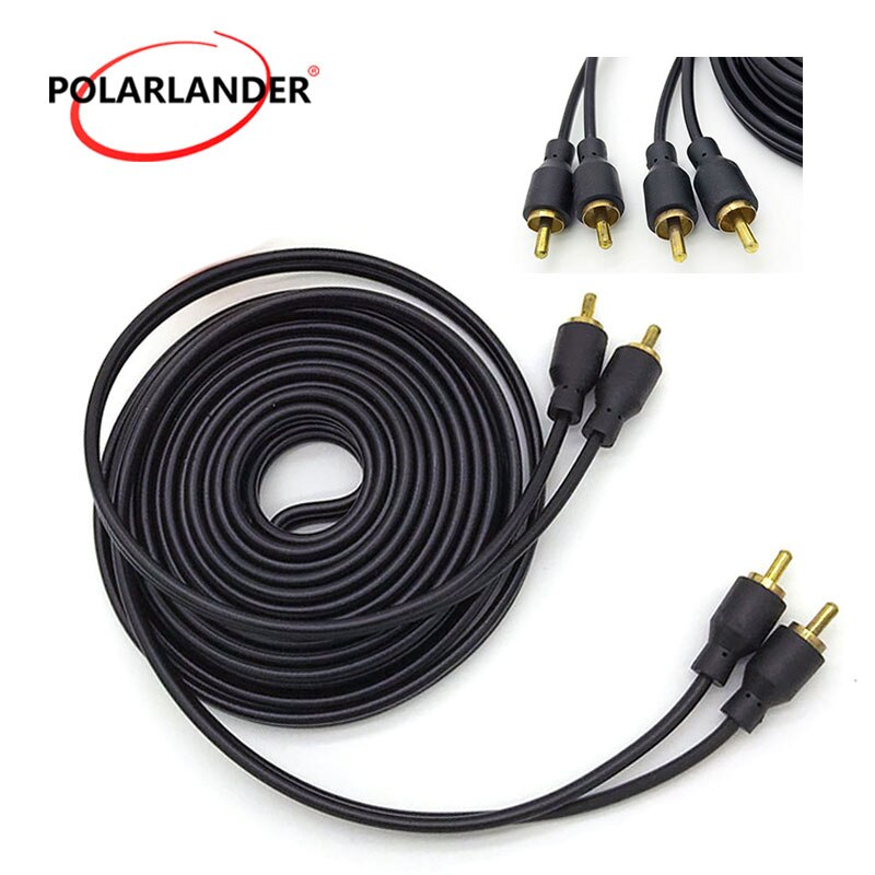 RCA Plug Phono Y Splitter Lead Adapter Amplifier Copper Line Cable Connector Car Audio Power Cable 5m Wire