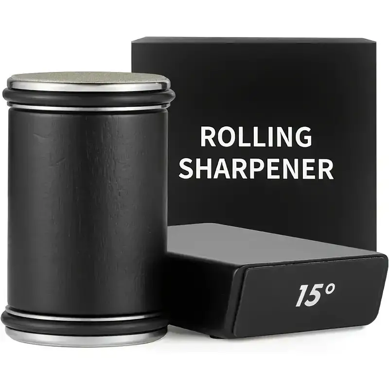 Rollende Messenslijper Dubbelzijdig Diamant Slijpsteen 15 & 20 Graden Magnetische Hoek Roller Slijpen voor Keukenmessen: Grey