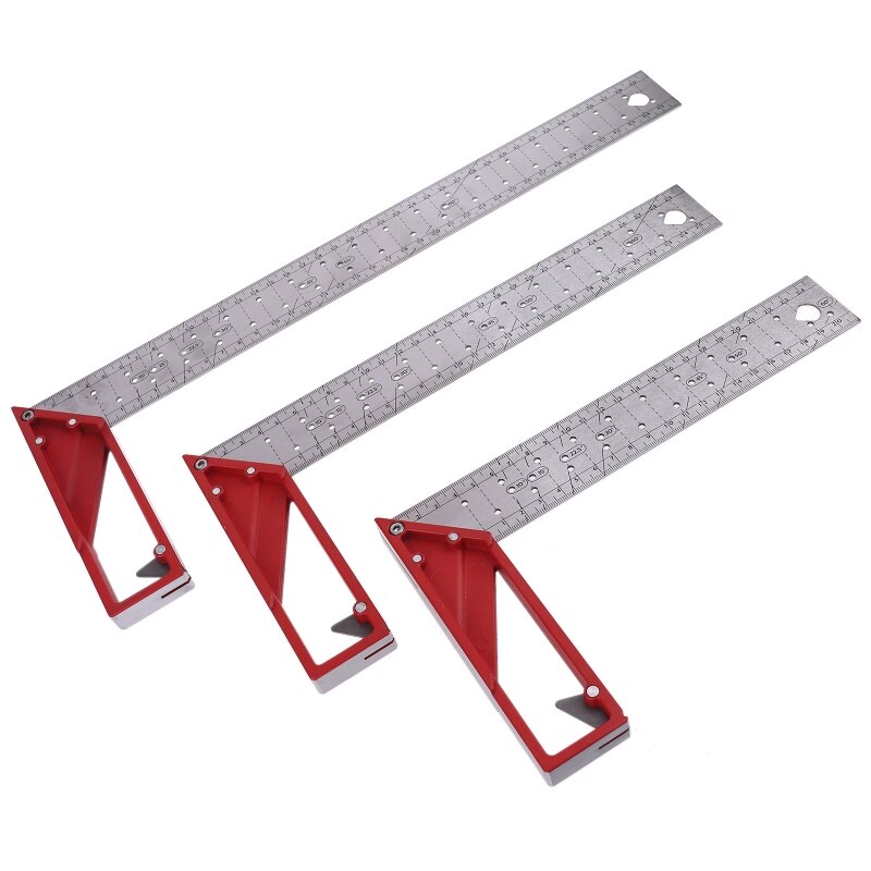 45/90 Degree Triangle Square Ruler 30cm Stainless Steel Right Angle Ruler Woodworking Try Square for Multiple Purposes Carpenter