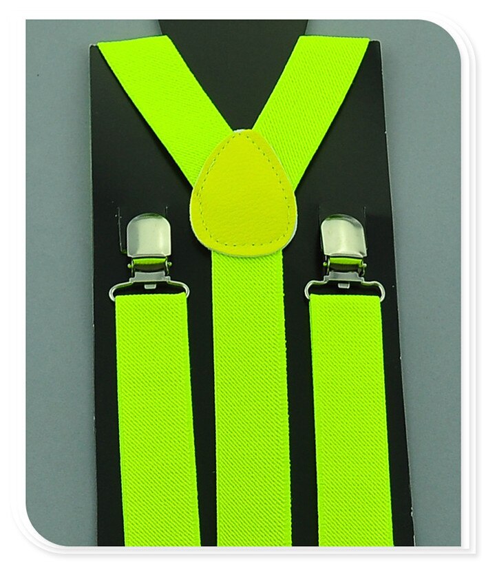Neue KINDER Hosenträger 2,5 cmx65cm 36 farben Mix Kinder/Jungen/Mädchen Hosenträger Elastische Hosenträger Schlank Hosenträger Y-schwarz Hosenträger/Gürtel: Candy Yellow Green