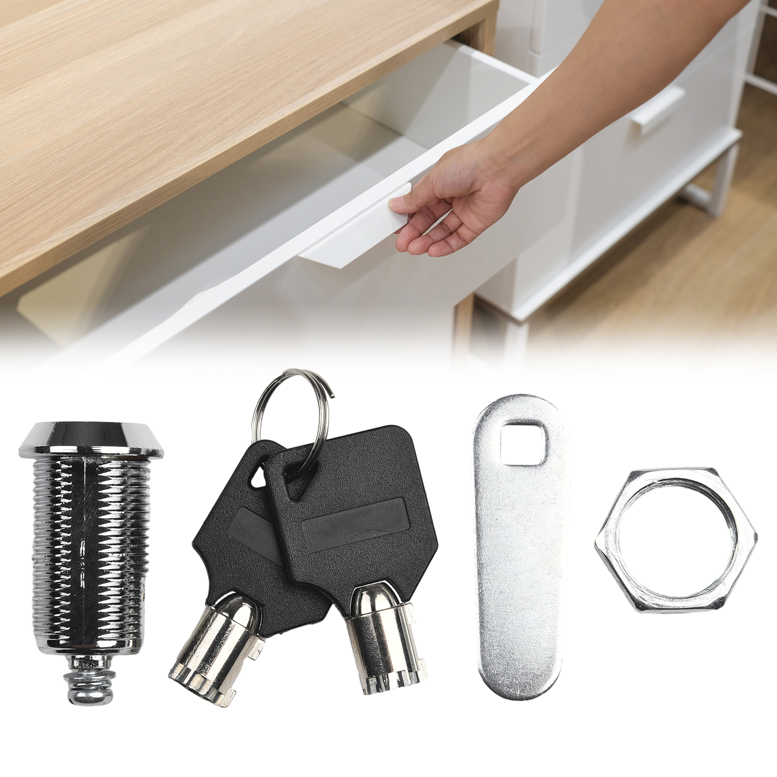 16/20/25/30mm Drawer Cabinet Locks + 2 Keys Lock Furniture Hardwares Door Cabinet Lock For Office Desk Letter Box Cam Lock Parts