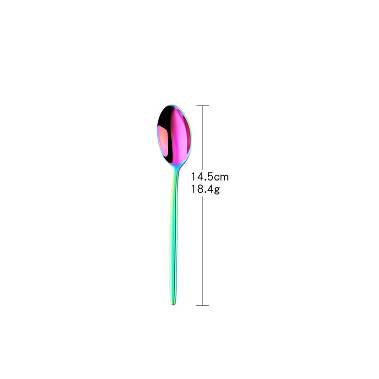 Couverts dorés arc-en-ciel, service de table en acier inoxydable, service de table de Restaurant, service de cuillère et fourchette: Tea Spoon 1Pcs