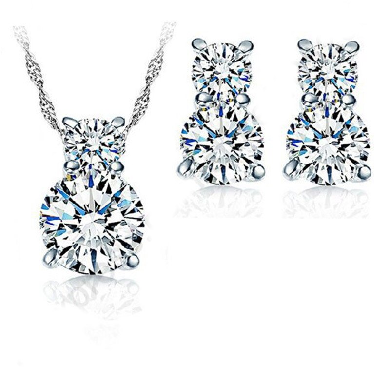 Cucurbit Charmes Sieraden Sets Echte Pure 925 Sterling Zilveren Zirconia Ketting Oorbellen Vrouwen Sieraden Sets