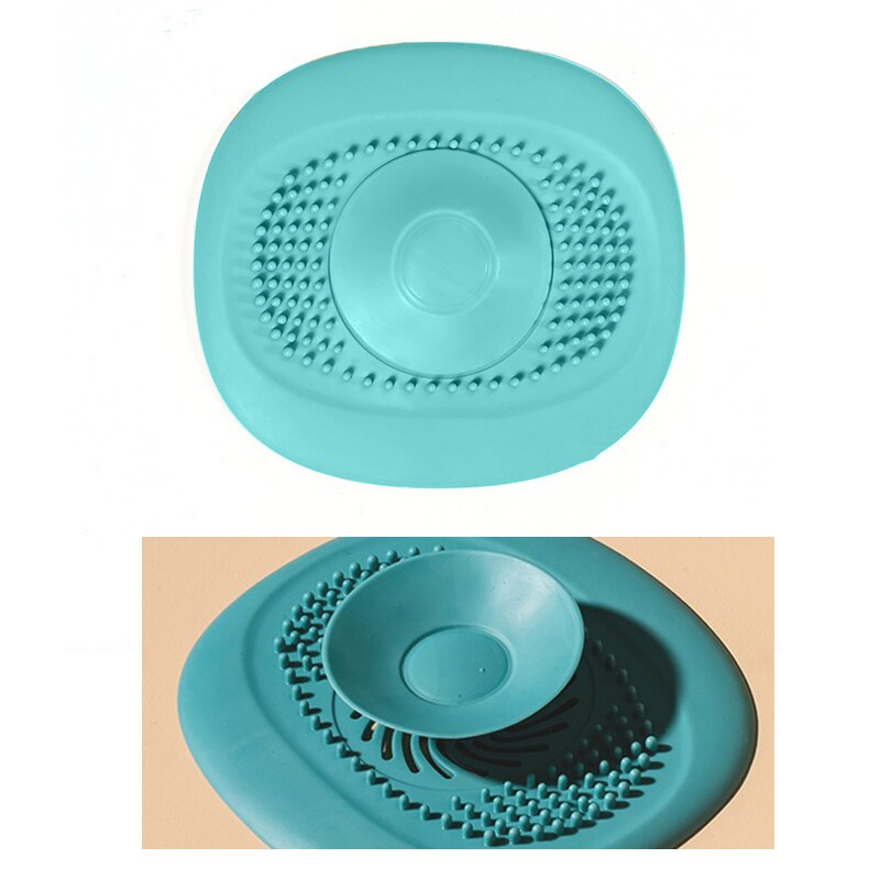 Bathroom Drain Cover Silicone Sink Filter Plug Hair Catcher Bath Stopper Plug Sink Shower Filter Kitchen Accessory: Green