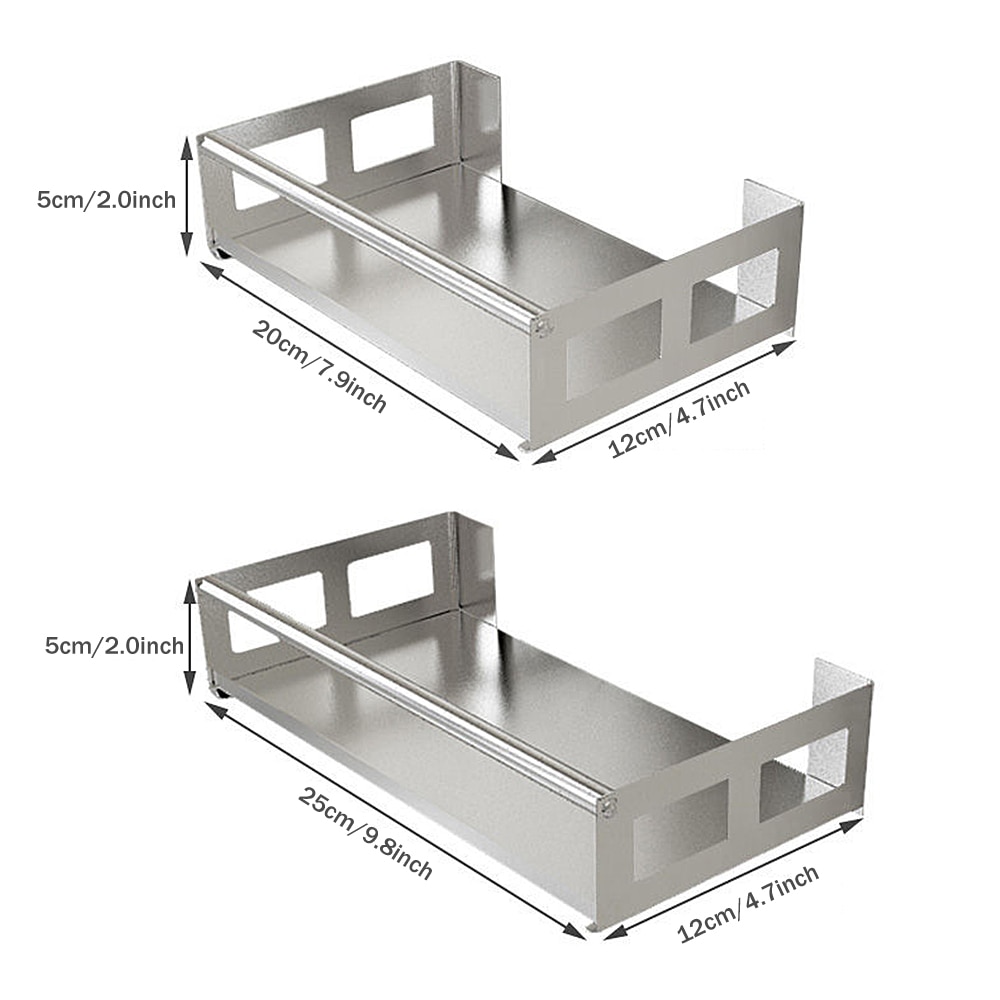 Kitchen Stainless Steel Spice Rack Seasoning Rack Spices Rack Shelf Kitchen Storage Organizer Multi-Functional Storage Shelf