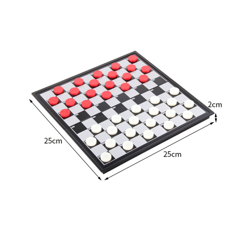 International Checkers Portable Plastic Chess Set 25*25*2cm Folding Checkerboard Magnetic Chess Game 100 Checker BSTFAMLY T11