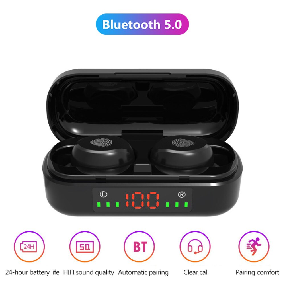 Słuchawki Bluetooth V8 TWS wyświetlacz mocy wodoodporny Bluetooth 5.0 słuchawki bezprzewodowe słuchawki sportowe 2020