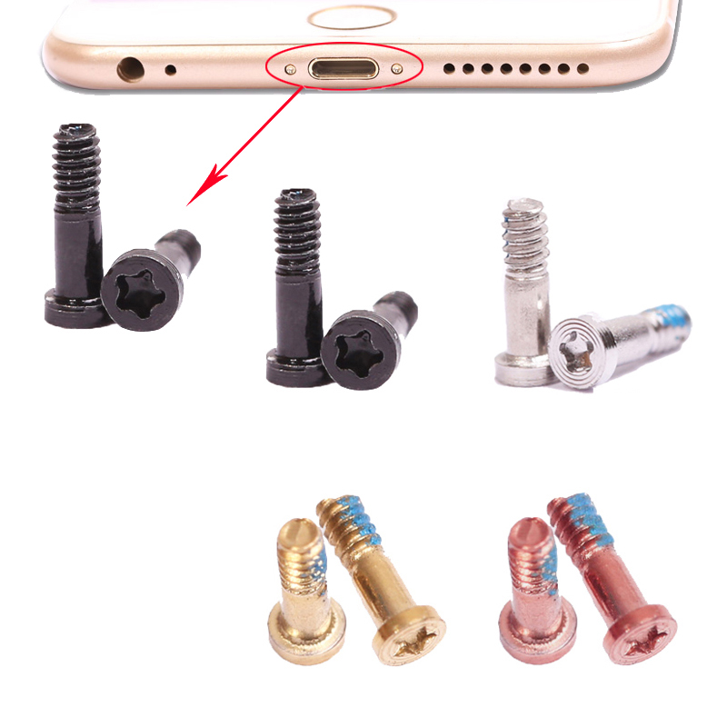 50 stk bunnskrue for iphone 5 5s 6 6s 7 8 plus x bakdeksel dock-kontakt fem 5- stjerners pentalobe skruer reparasjonsdeler