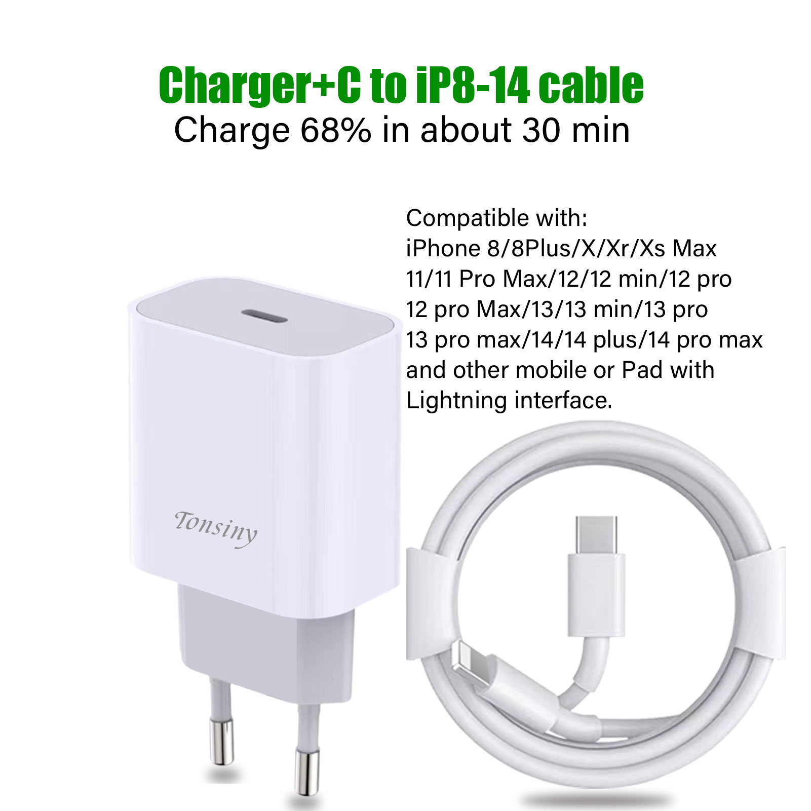 For PD 30W Charging For iPhone 14 Pro Max 13 12 mini 11 Fast Charger X XS XR 7 8 6 Plus SE Phone Accessories: CH