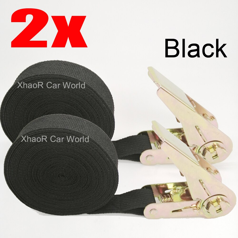 2 Pcs 5 Meter Spanbanden Verstelbare Cargo Bandjes Voor Auto Motor Fiets Ratchet Tie-Down Riem Voor Bagage tas Binden Riemen: Black